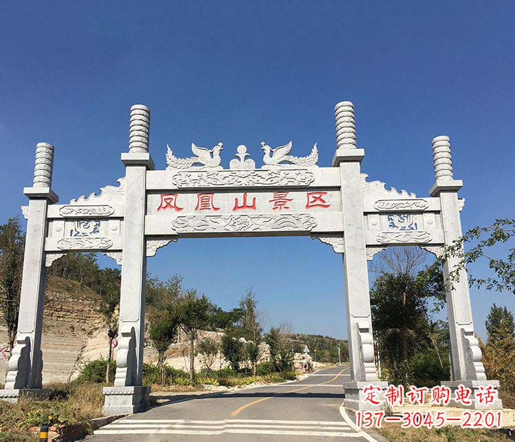 日照景区三门牌坊石雕 (2)