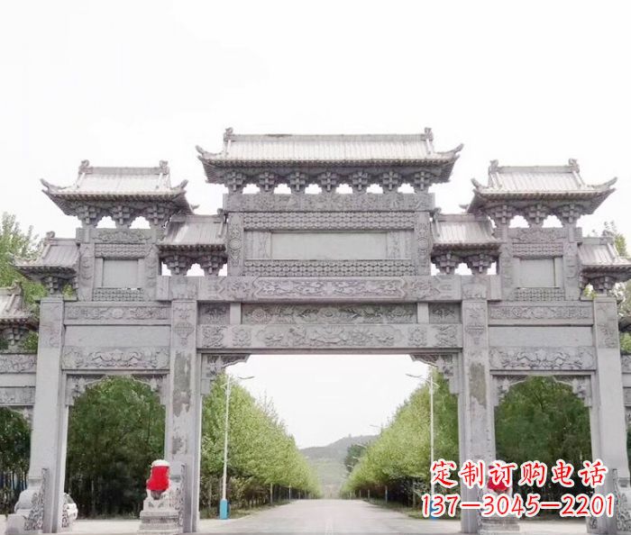 日照三门石雕牌坊,独具特色的地标雕塑