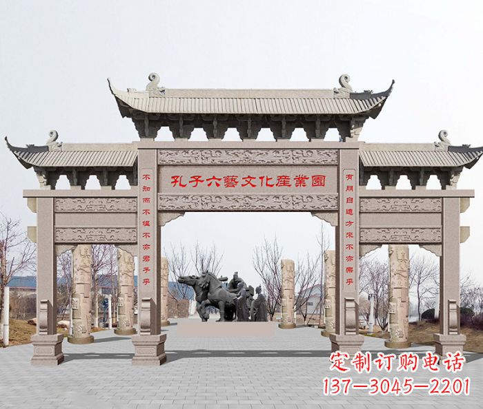 日照景区三门石雕牌坊-高质美观可靠的雕塑装置