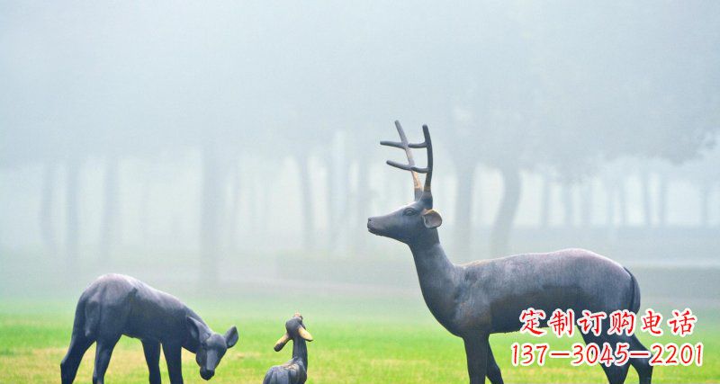 日照鹿一家：精美绝伦的动物铜雕