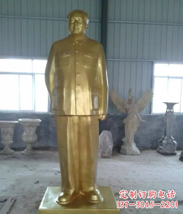 日照毛主席玻璃钢仿铜人物雕塑_1
