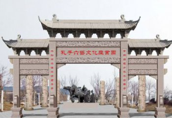日照景区三门石雕牌坊-高质美观可靠的雕塑装置