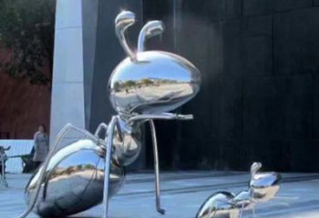日照不锈钢蚂蚁雕塑，抛光镜面，精致精美