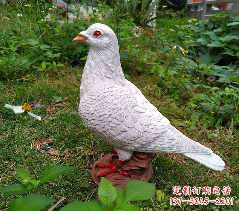 日照为和平献芳礼：精美少女与和平鸽雕塑