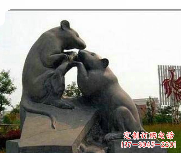 日照生肖动物老鼠石雕