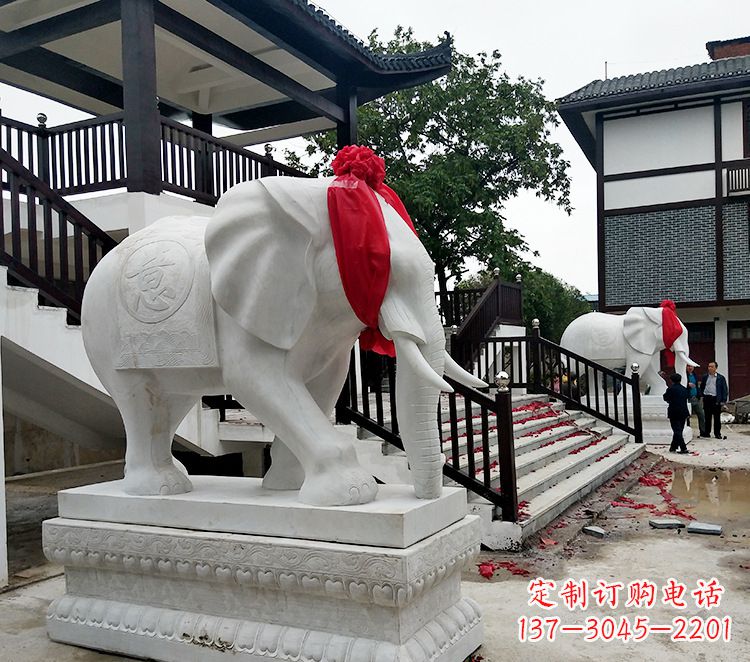 日照石雕大象 观音栏杆