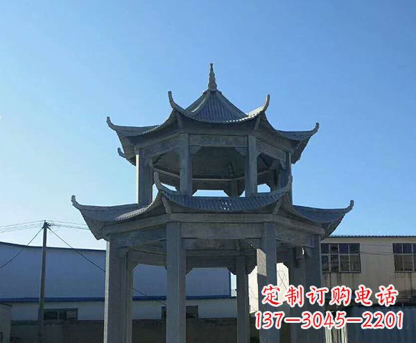 日照双层仿古石凉亭石雕_1