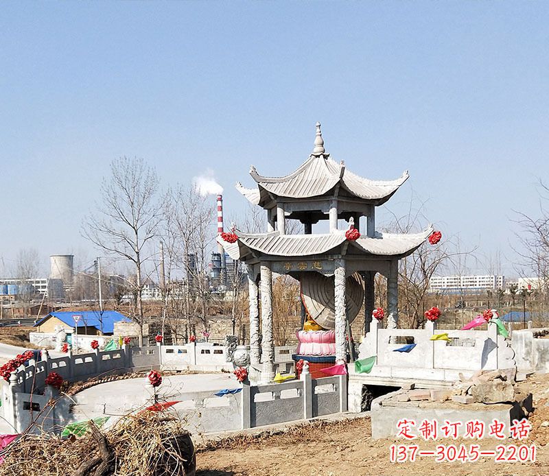 日照双层石凉亭石雕 (2)