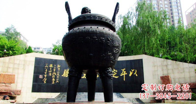 日照双龙戏珠广场香炉铜雕景观雕塑