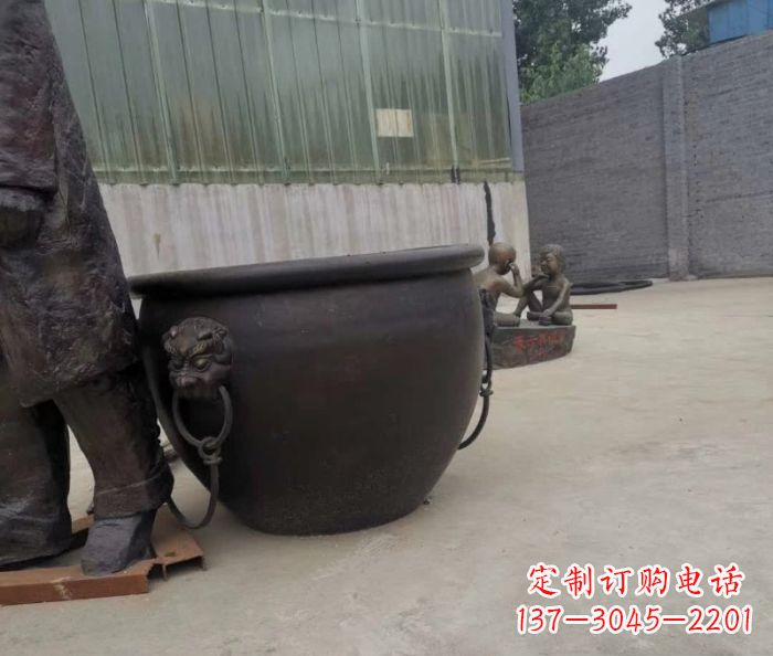 日照水缸铜雕塑 (2)