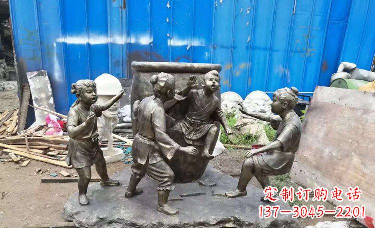 日照司马光砸缸铜雕 (2)