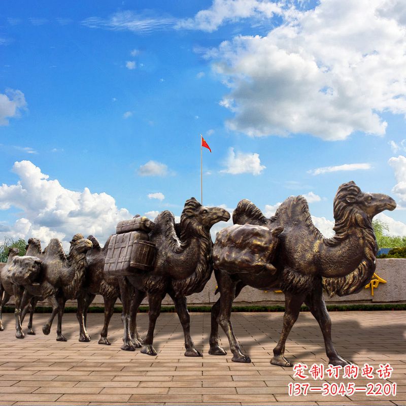 日照丝绸之路骆驼队仿铜景观雕塑