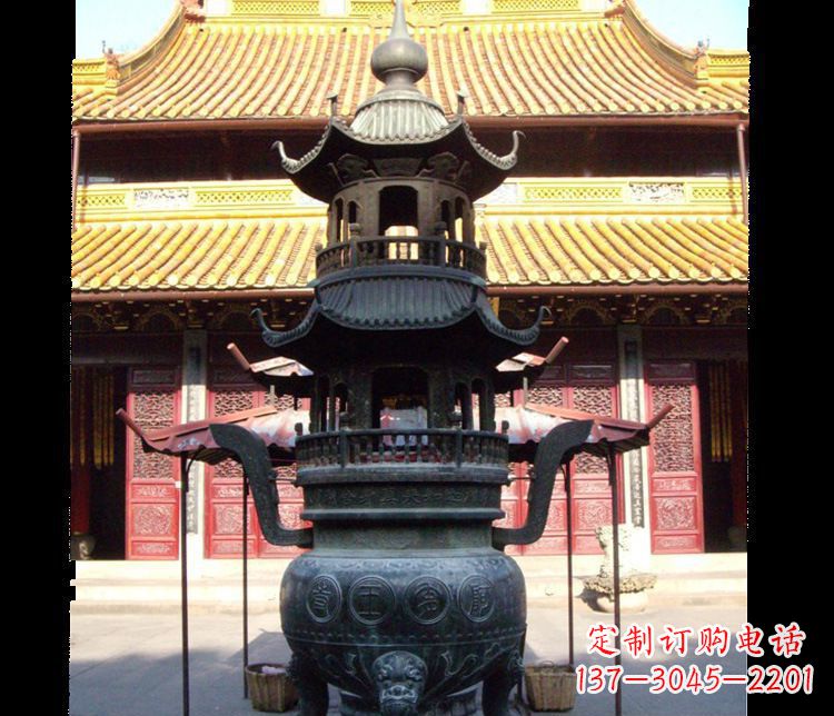 日照寺庙景观香炉铜雕