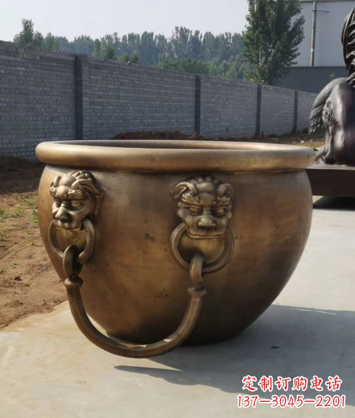 日照寺庙铜雕水缸