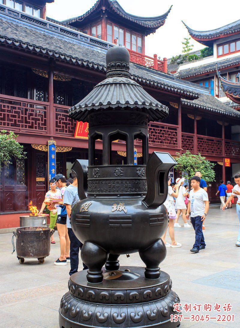 日照寺庙铜香炉铜雕 (2)