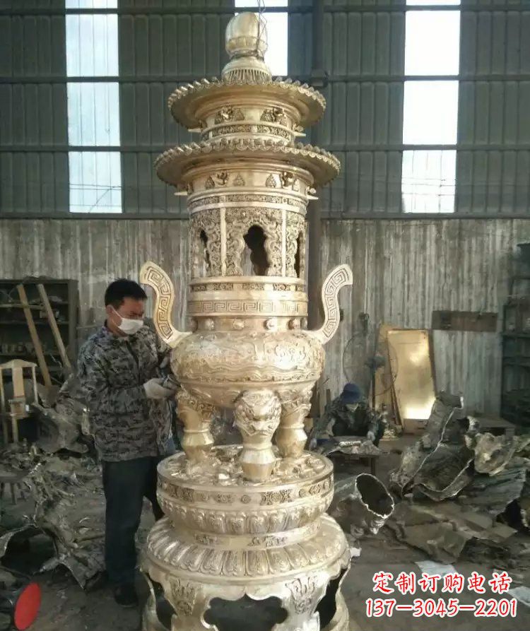 日照寺庙香炉铜雕 (5)