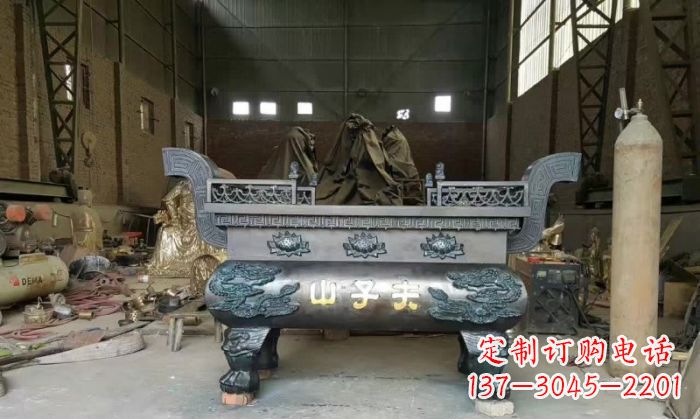 日照寺庙香炉铜雕_2