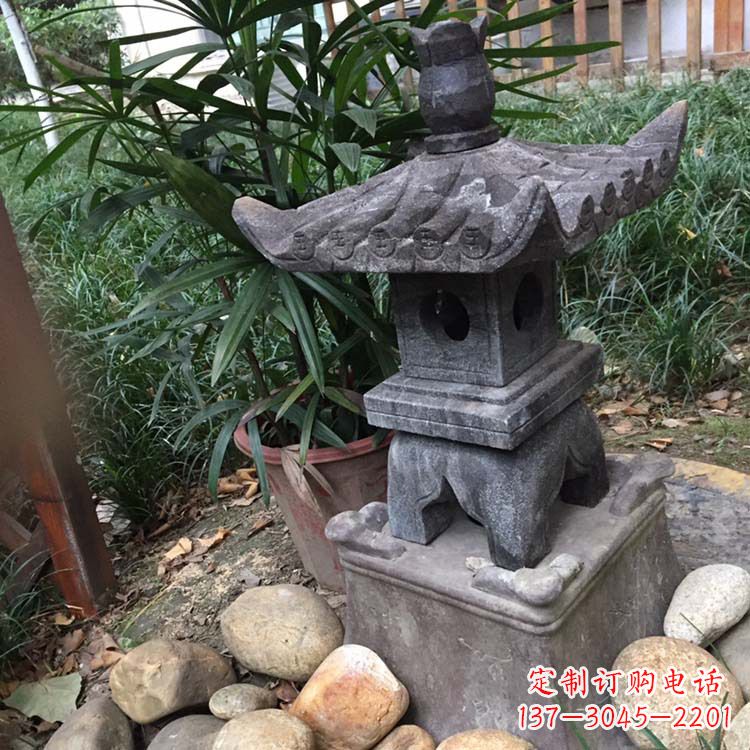 日照寺庙园林青石做旧仿古石灯