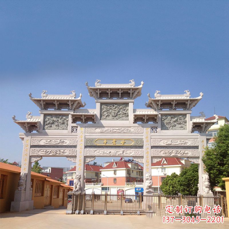 日照寺院大门石雕牌楼