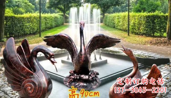 日照天鹅喷泉铜雕塑