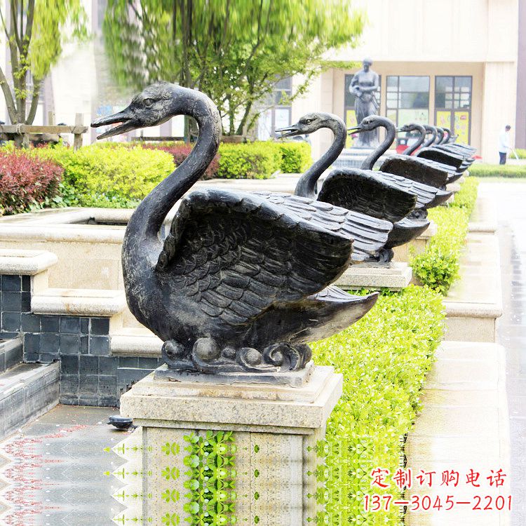 日照天鹅铜雕喷水喷泉-纯铜铸造公园水渠水景动物雕塑