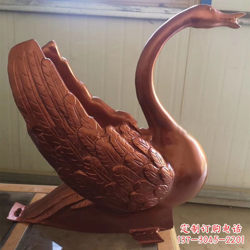 日照天鹅铜雕塑,喷泉吐水天鹅装饰摆件