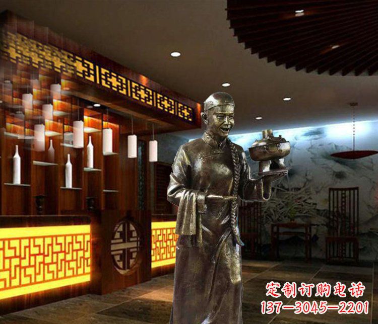 日照铜雕店小二小品人物雕塑