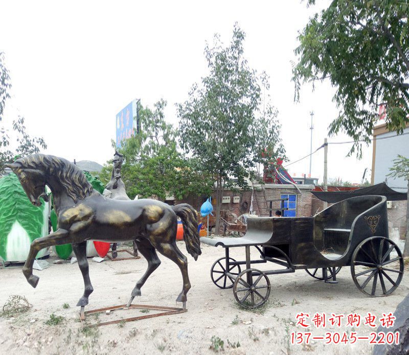 日照铜雕古代战马景观摆件