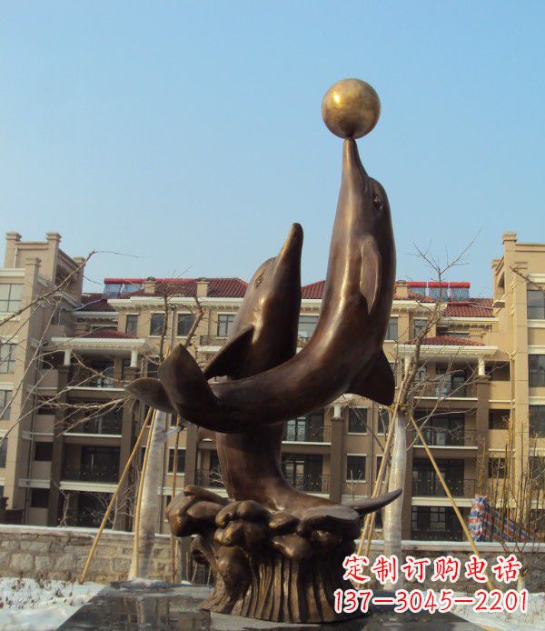 日照铜雕海豚雕塑 (2)