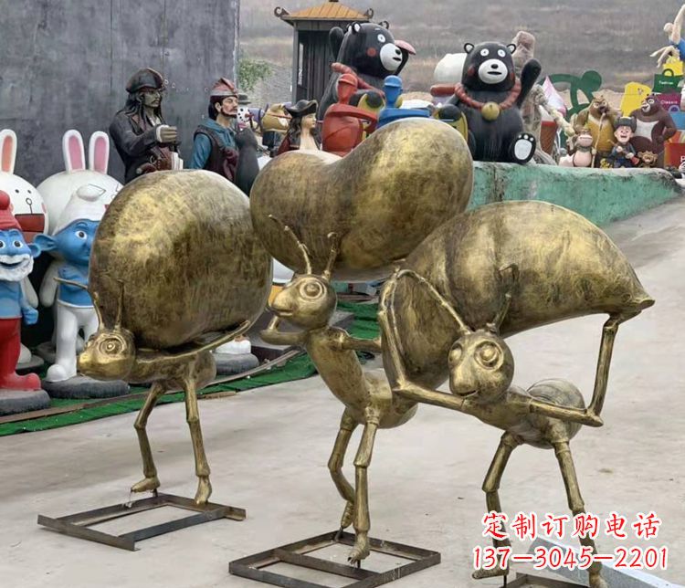 日照铜雕蚂蚁搬家雕塑