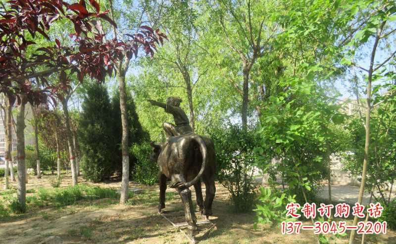 日照铜雕牧童骑牛雕塑