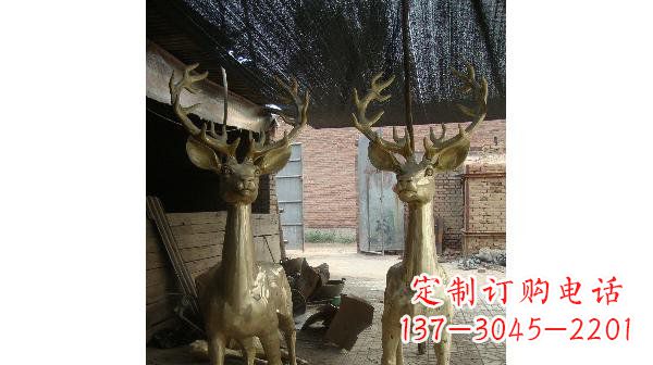 日照铜雕小鹿公园动物雕塑 (2)