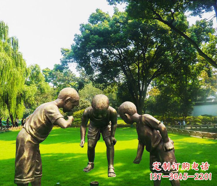 日照铜雕园林玩陀螺儿童雕塑