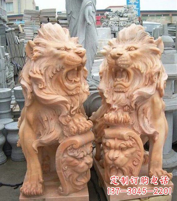 日照晚霞红盾牌欧式狮子
