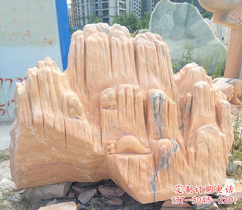 日照晚霞红景观假山雕塑