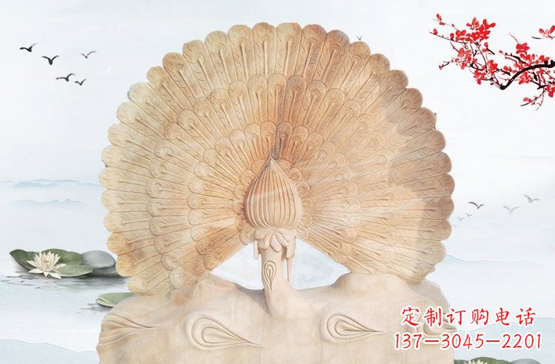 日照晚霞红孔雀雕塑
