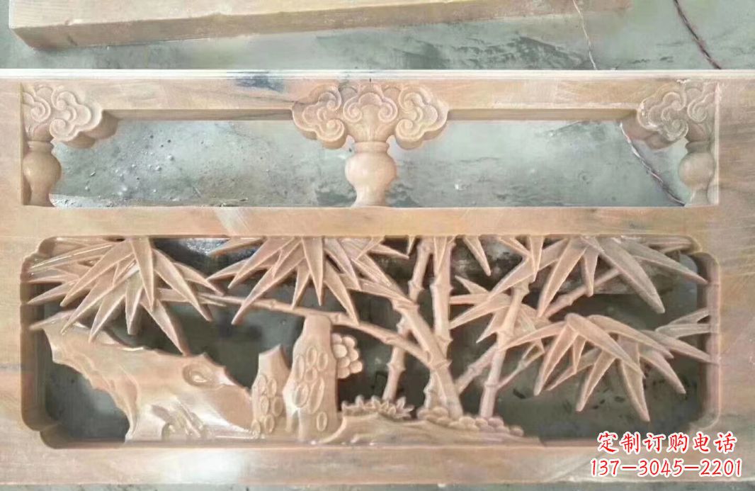 日照晚霞红石浮雕栏板户外摆件园林景观雕塑