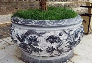 日照青石仿古风格的花盆雕塑