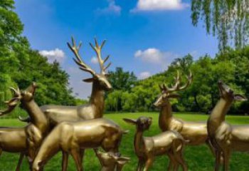 日照群雄逐鹿，高贵精美的鹿雕塑
