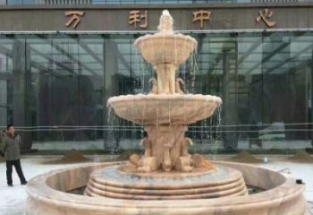日照晚霞红三层欧式喷泉石雕—来自中领雕塑的艺术匠心品质