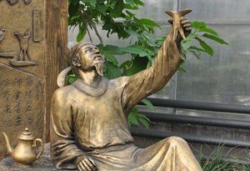 日照象征文学大师李白的铜雕像