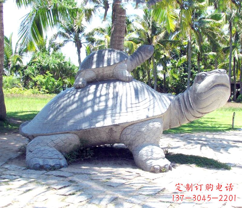 日照乌龟母子石雕