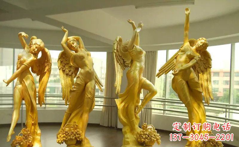 日照舞蹈四女神玻璃钢仿铜人物雕塑
