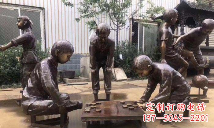 日照下象棋儿童铜雕 (2)