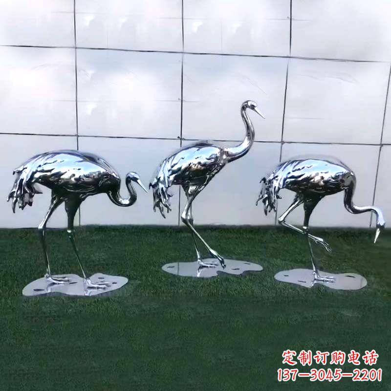日照仙鹤镜面不锈钢雕塑