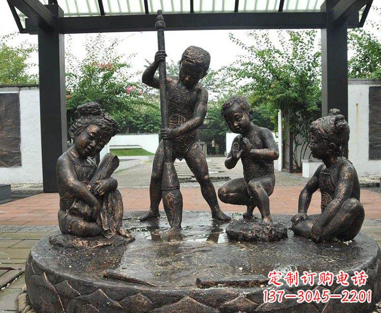 日照小孩写大字铜雕小品