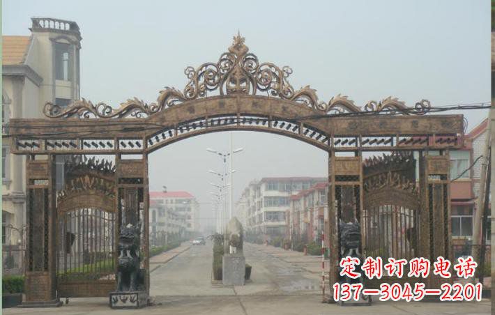 日照小区不锈钢门口牌坊雕塑