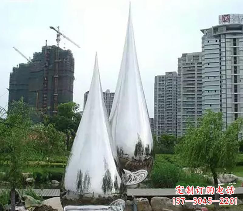 日照小区不锈钢水滴雕塑