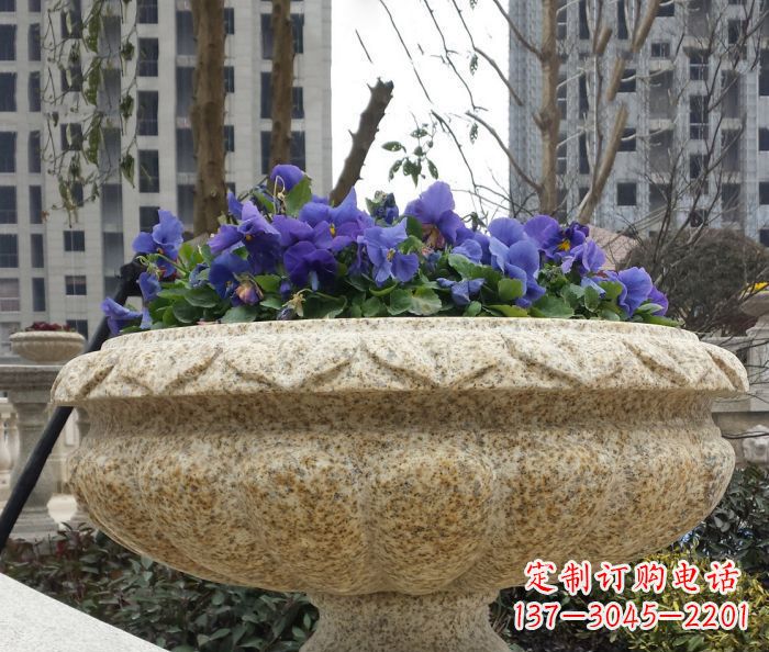日照小区景观大理石花盆石雕