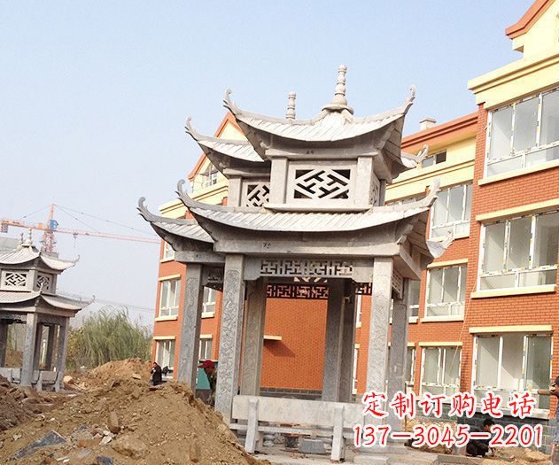 日照小区景观大理石凉亭石雕